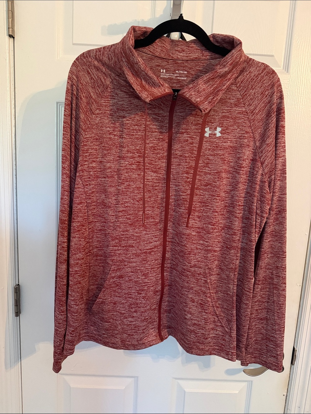 Under Armour Heathered Marled Zip Light Weight Layer Jacket - Burgundy/White